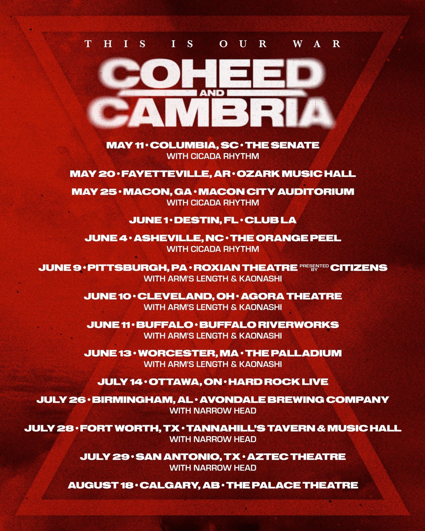 Coheed and Cambria Tour Poster 2026